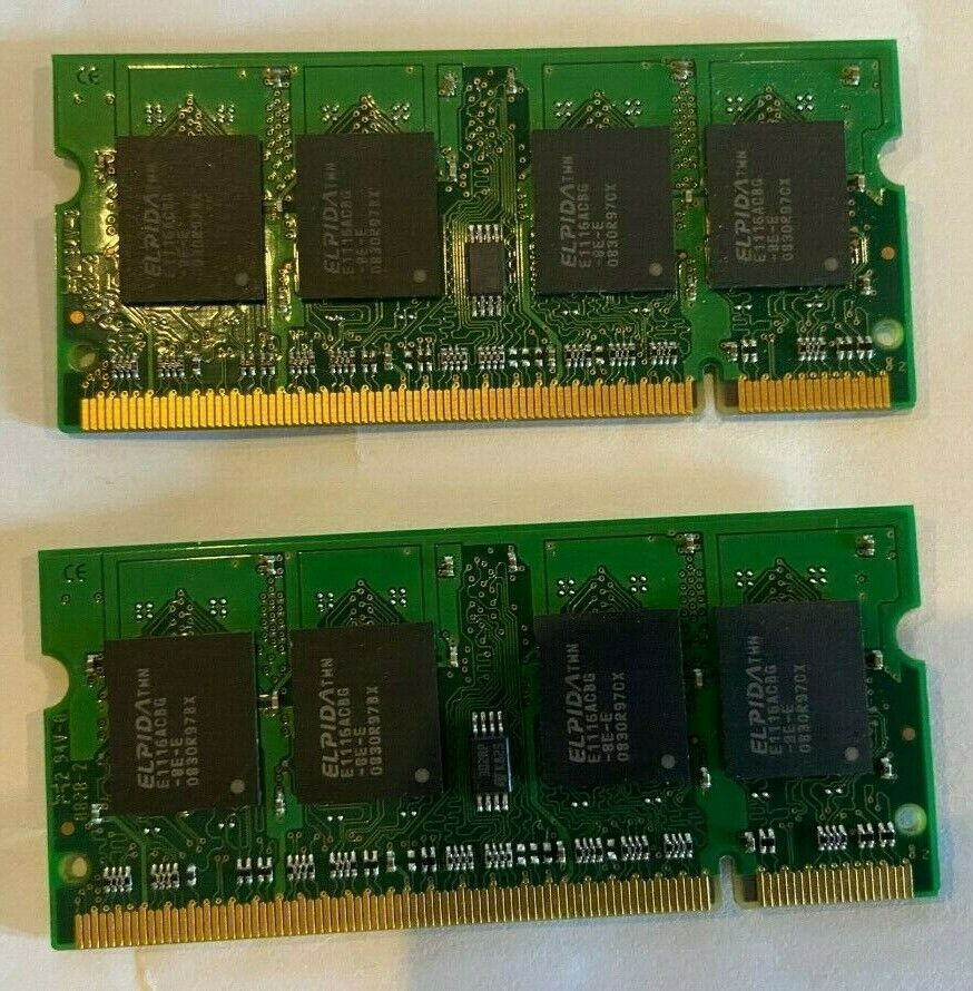 (Quantity = 2) 1GB 2Rx16 PC2-6400S-666 Laptop RAM - Tested