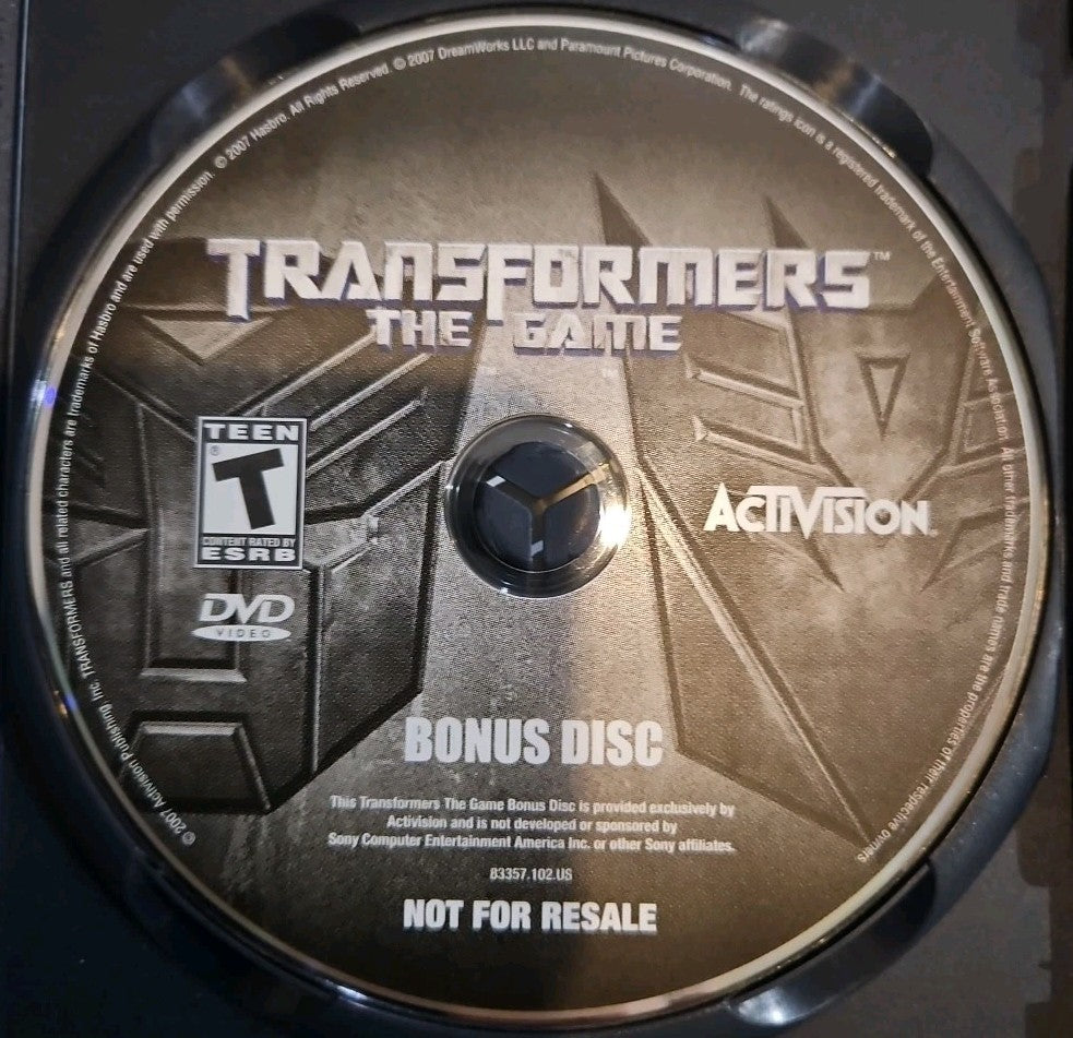 Transformers: The Game Greatest Hits (PS2) W/ Manual + Bonus Disc. Mint. Tested