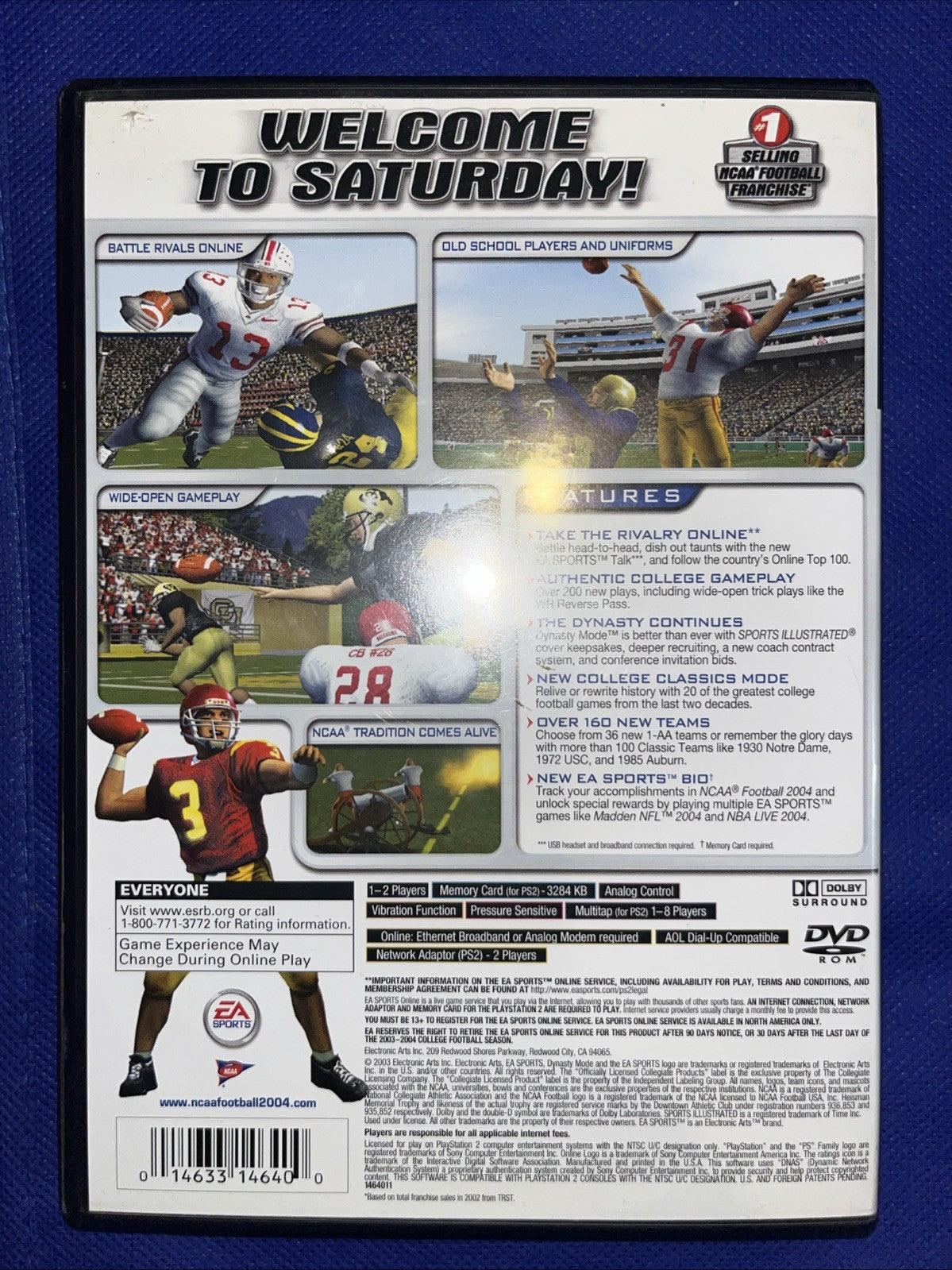 NCAA Football 2004 (PS2) Original Case + Tested Disc