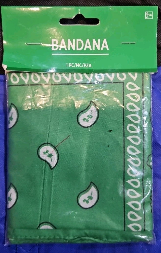 Square Paisley Bandana - Green/White - St Patrick's Day - Costume Accessory