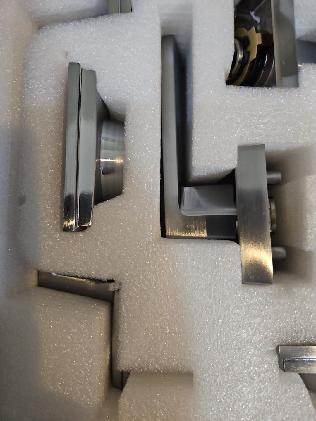 TICONN Heavy Duty Double Front Door Handle & Deadbolt Set - Satin Chrome Finish