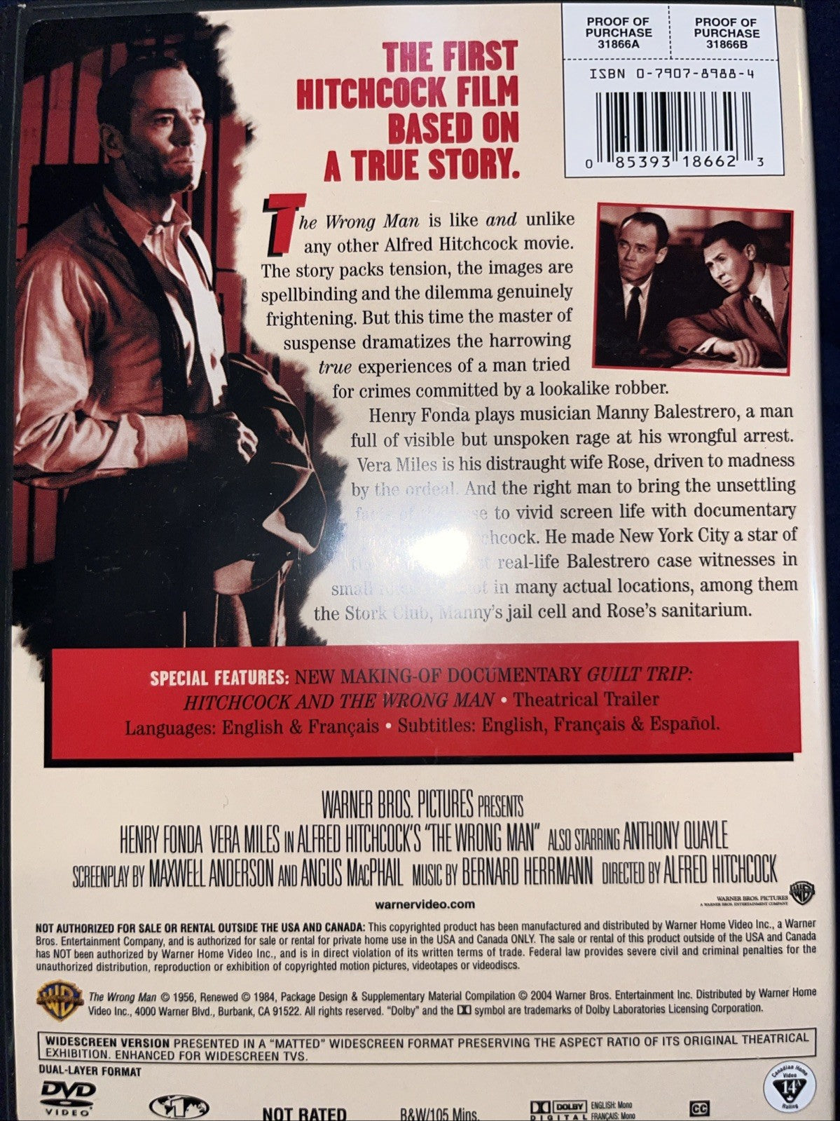 The Wrong Man (DVD, 1956)