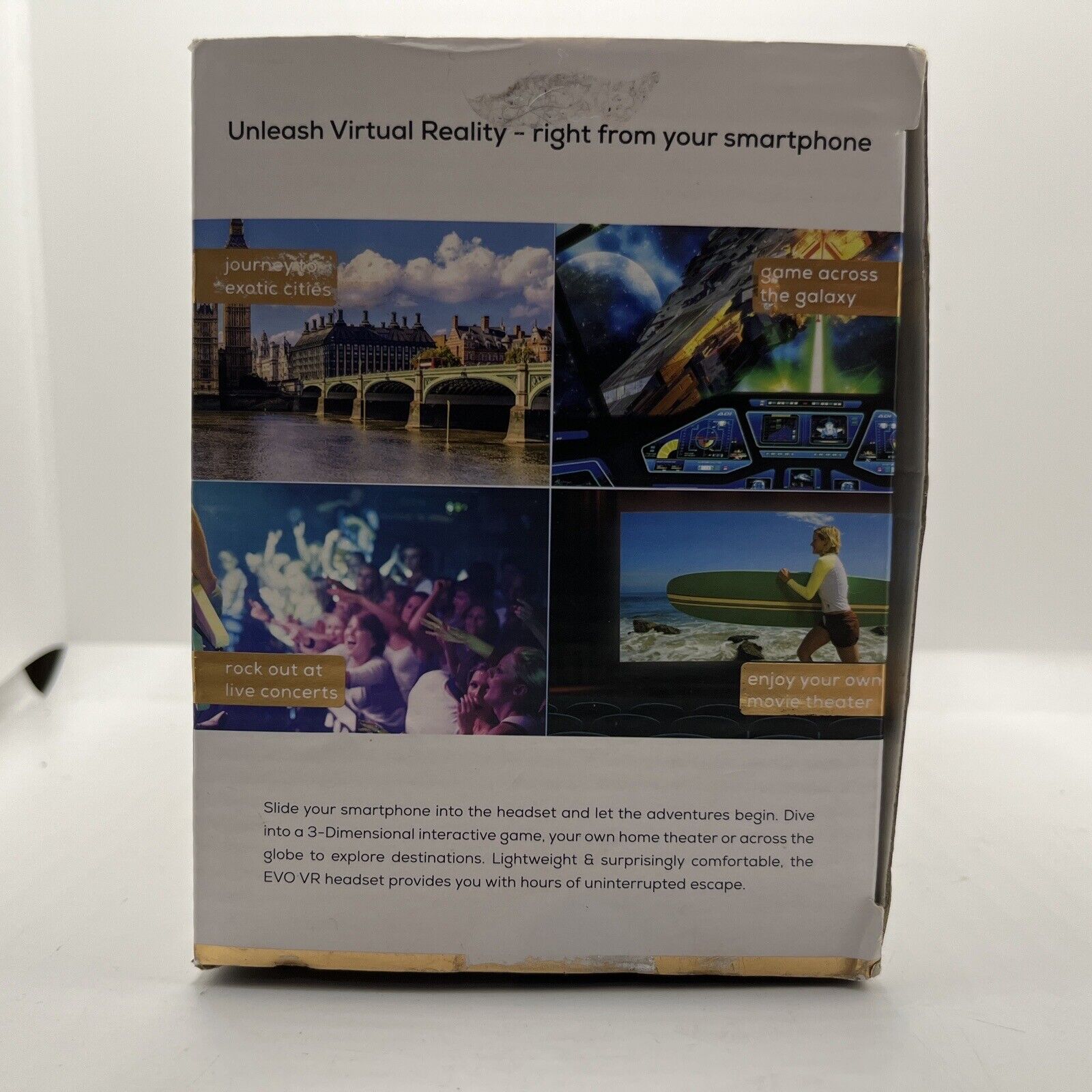 EVO VR - Virtual Reality Headset for All Smartphones - IOS & Android - Black