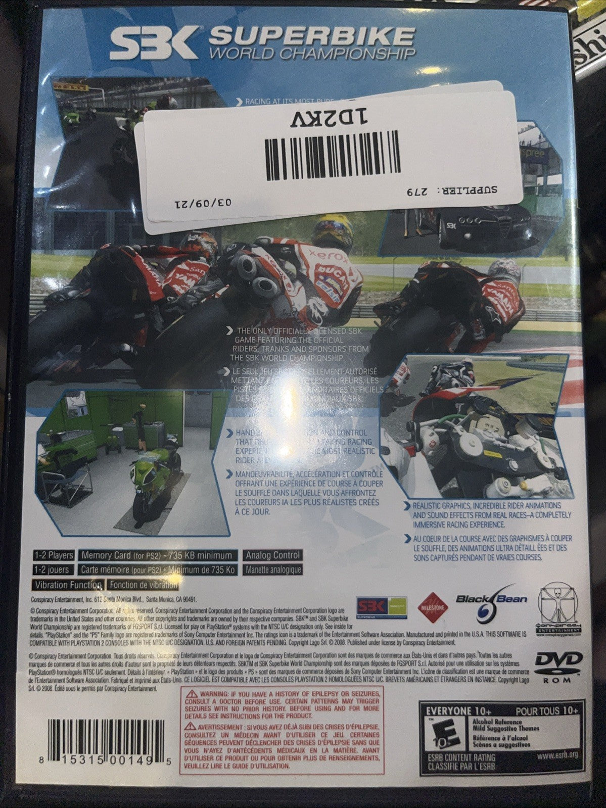 SBK: Superbike World Championship (Sony PlayStation 2, 2009) Tested.