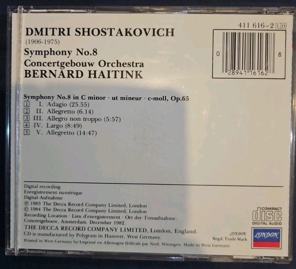 Shostakovich - Symphony No. 8 - Bernard Haitink - Concertgebouw CD London/Decca