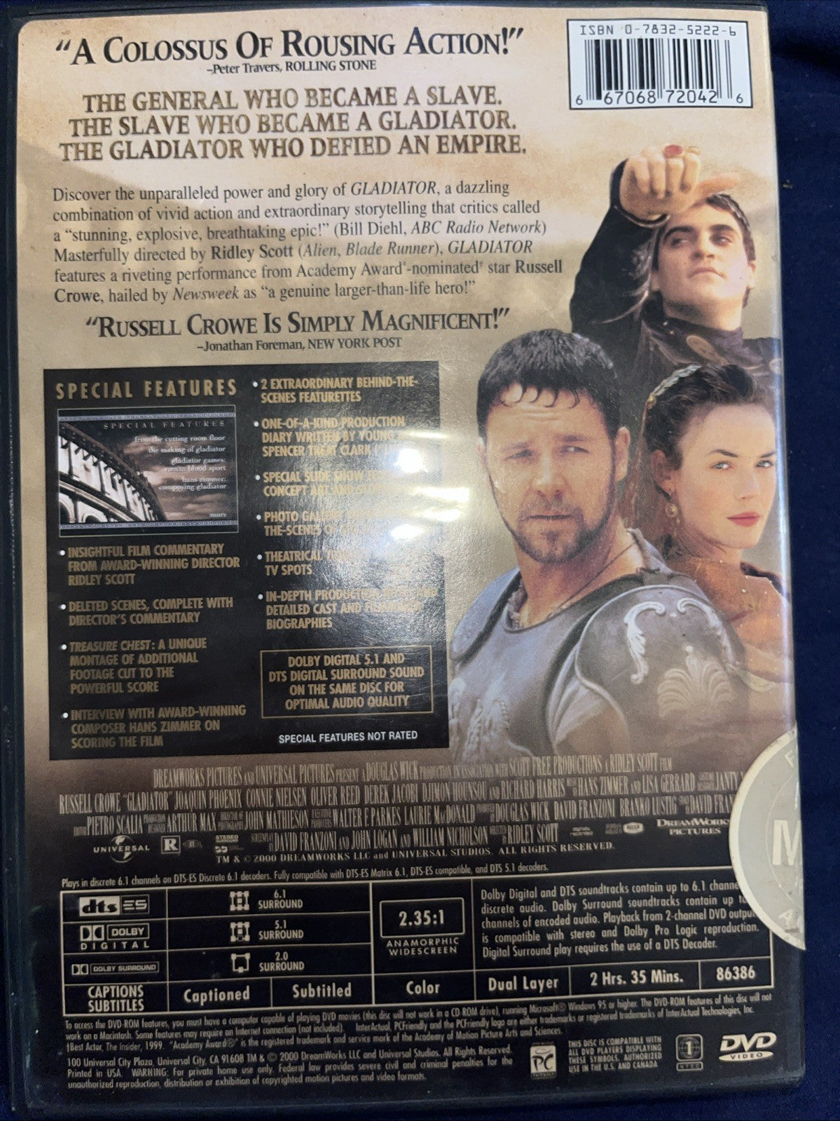 Gladiator (DVD, 2000, 2-Disc Set) Sealed