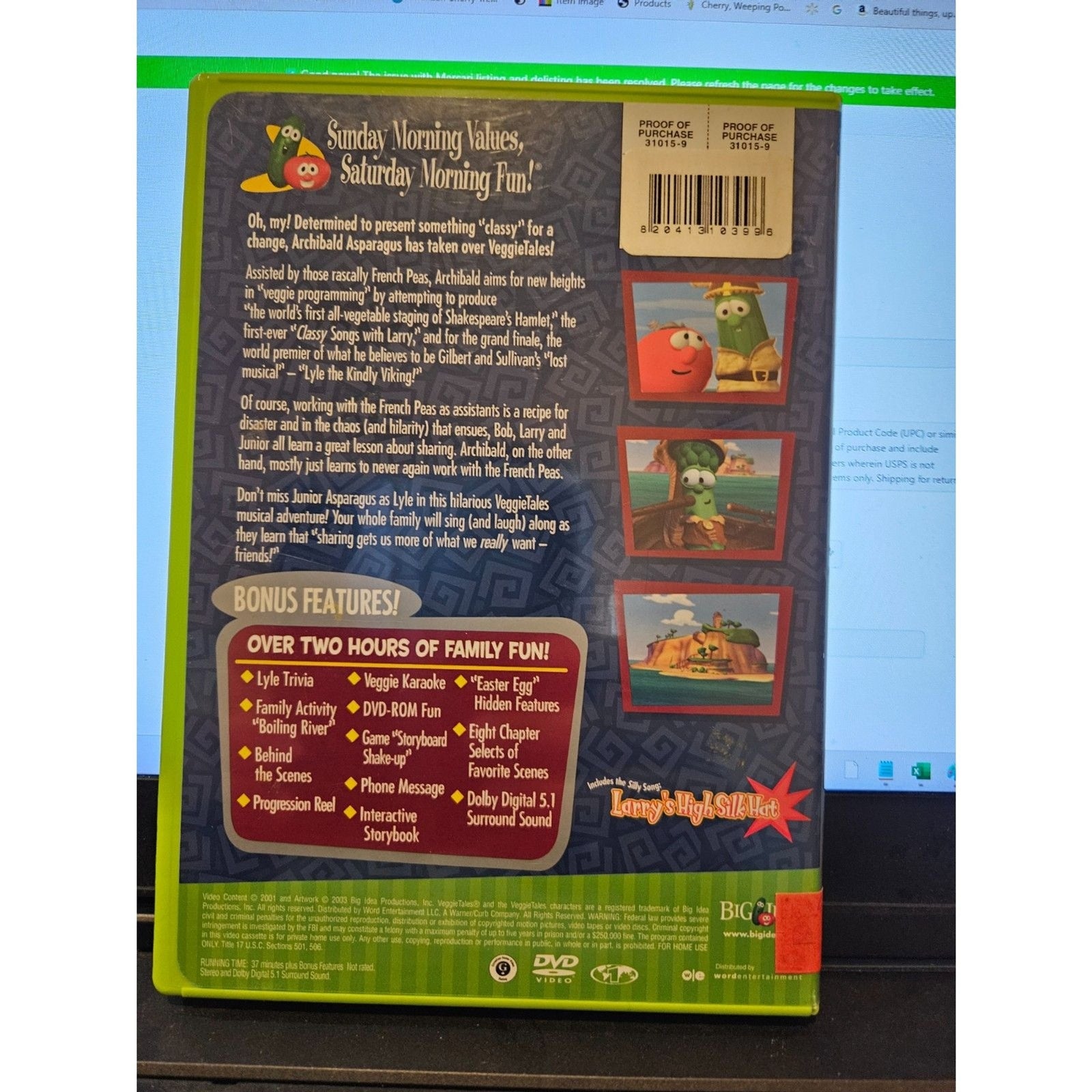 VeggieTales: Lyle the Kindly Viking (DVD) Tested. New Case. No Scratches.