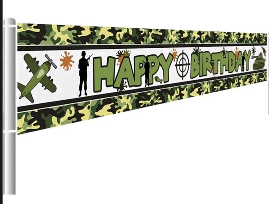 Camouflage Happy Birthday Banner Camouflage Birthday Party Backdrop 9.8-1.5 Ft