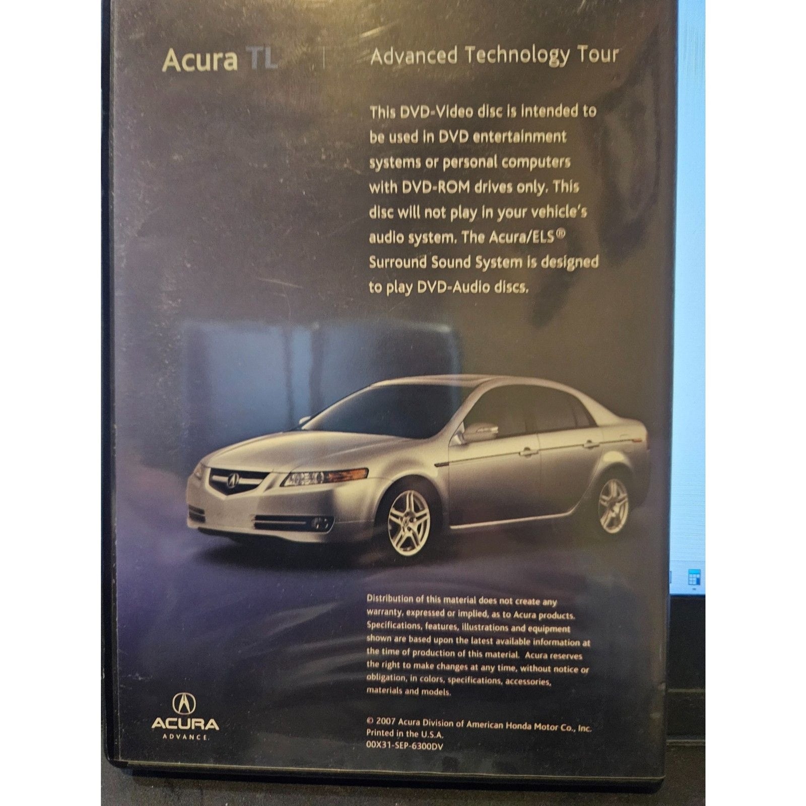 Acura TL Advanced Technology Tour (DVD) Brand New Sealed.