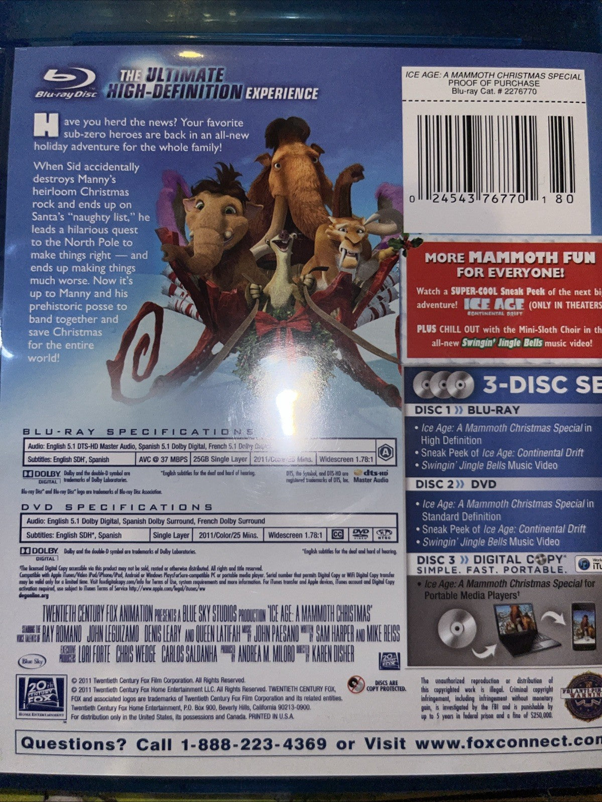 Ice Age: a Mammoth Christmas Special (Blu-ray, 2011) Sealed. No Digital Download