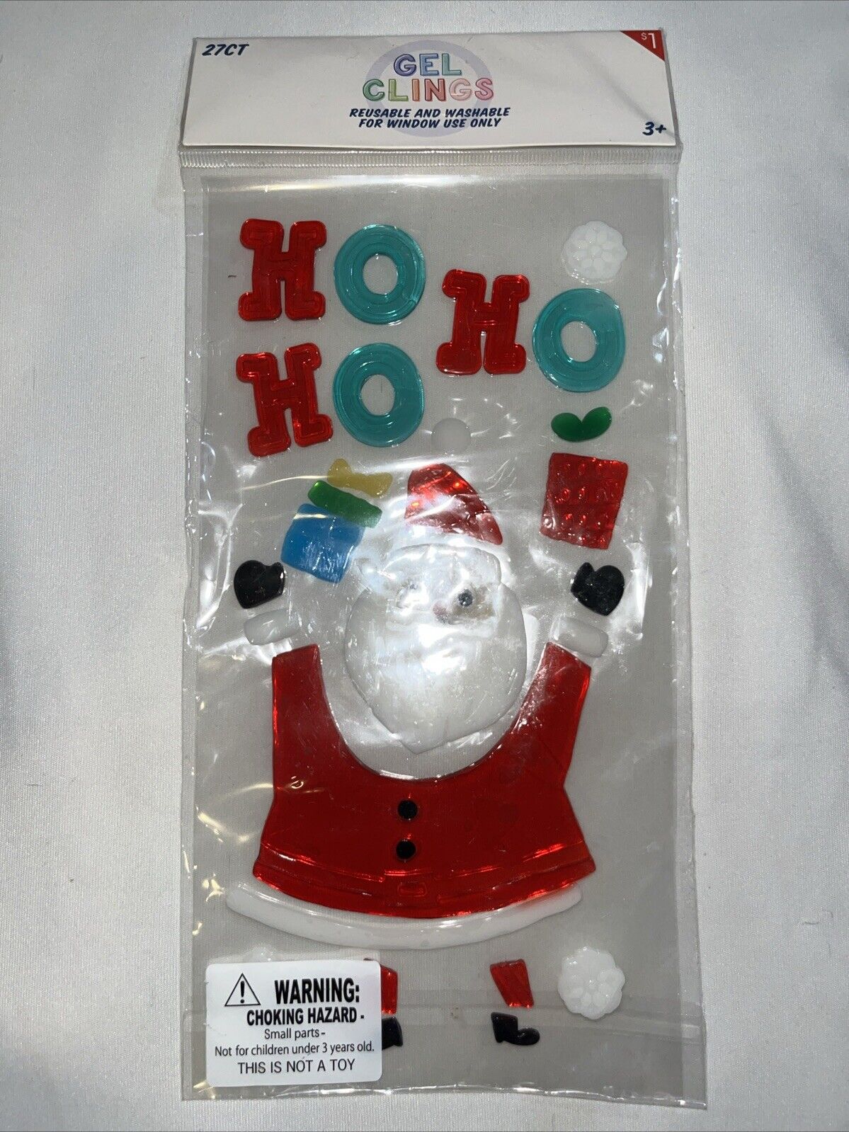 NEW Christmas Winter Santa Claus Gifts Snowflakes window Gel Clings 27 pcs Decor