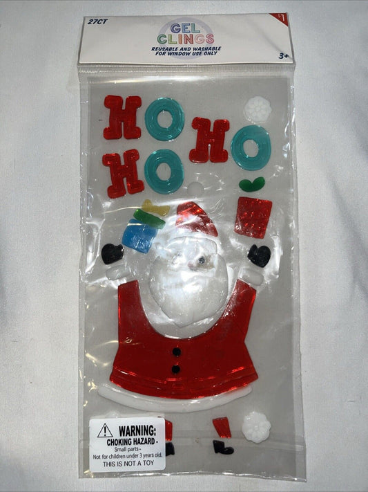 NEW Christmas Winter Santa Claus Gifts Snowflakes window Gel Clings 27 pcs Decor