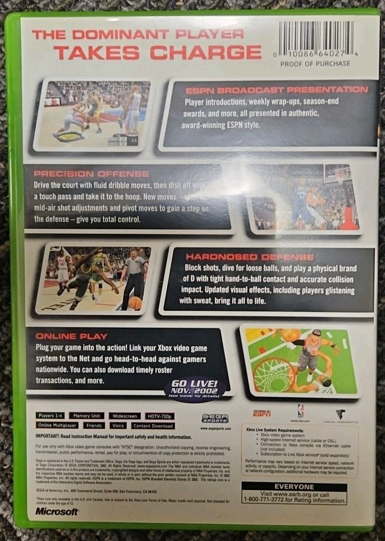 Nba 2K3 - Xbox. Tested. No Scratches. New Case