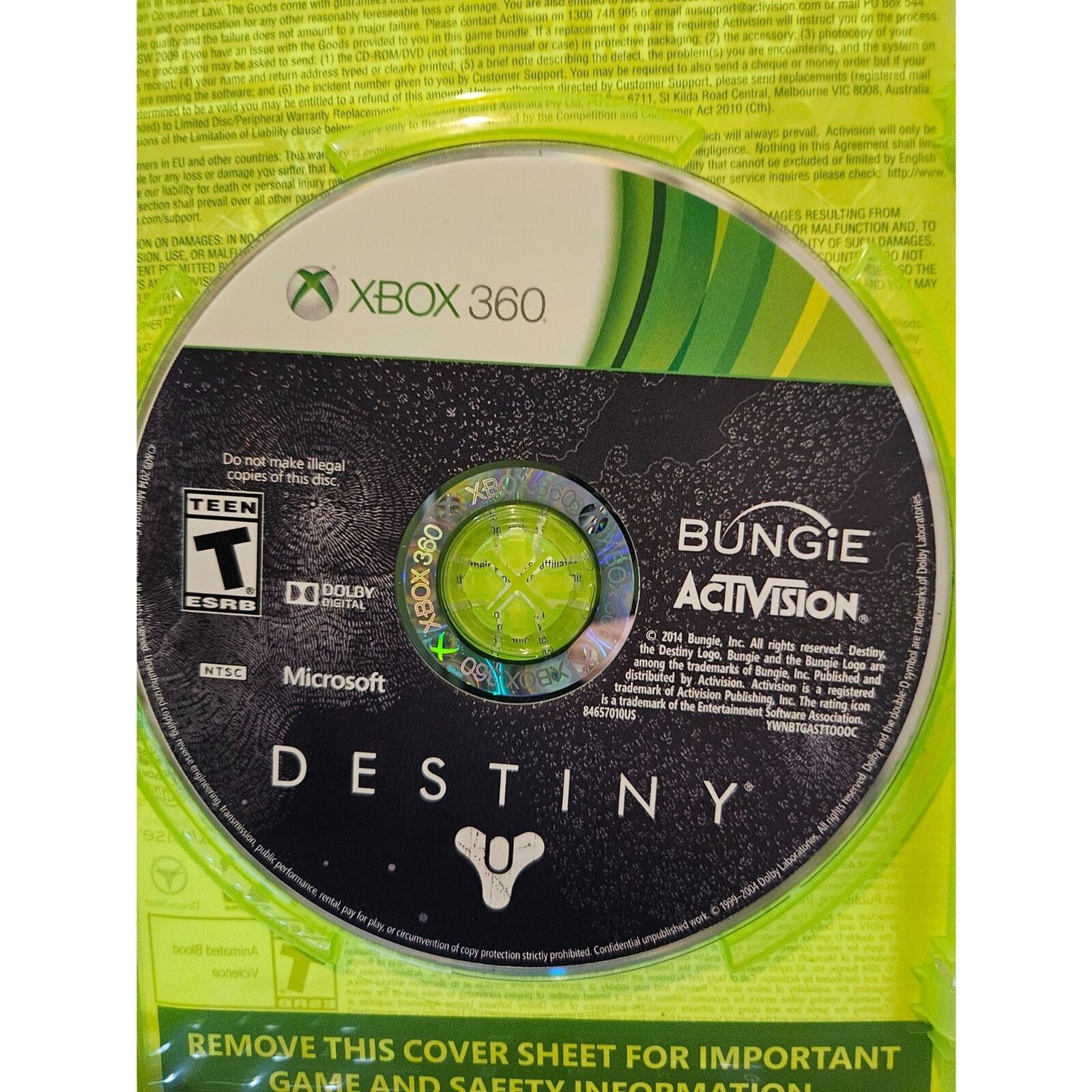 Destiny - XBOX 360.  Artwork damaged. New Case. Tested.
