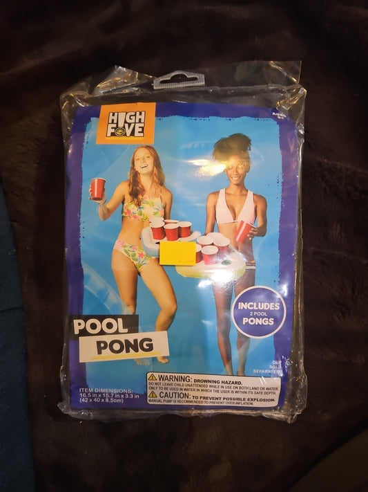 NEW Two Inflatable Pool Pong Rack Floating Beer Pong Set Float Drink Game