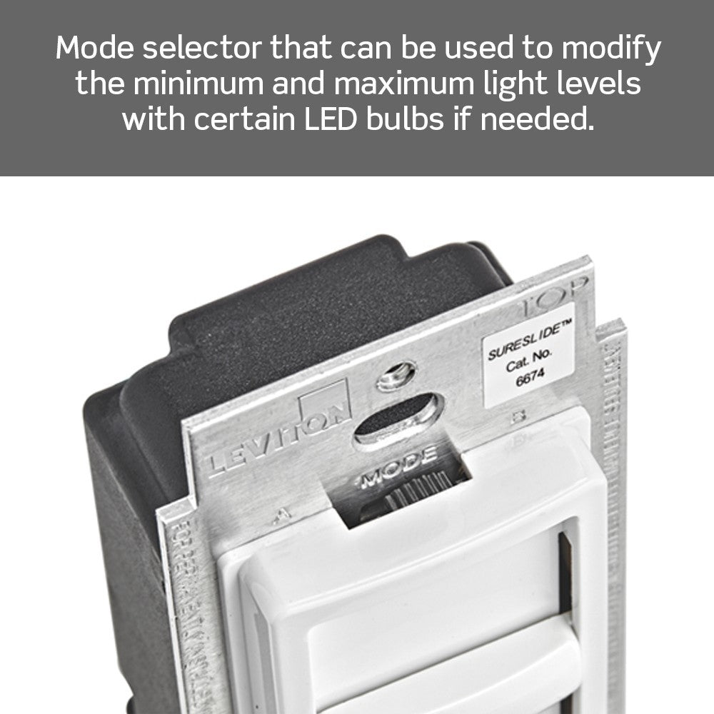 Leviton SureSlide Dimmer Switch Dimmable LED/ Halogen/Incandescent Bulb 6674-P0T