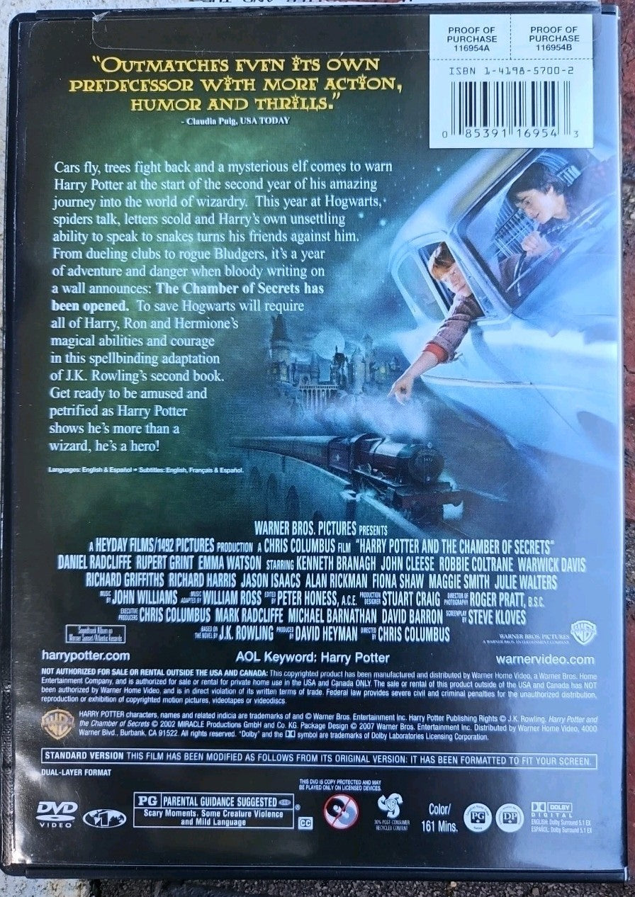 Harry Potter & the Chamber of Secrets (DVD) No Trading Cards. Single Disc Tested