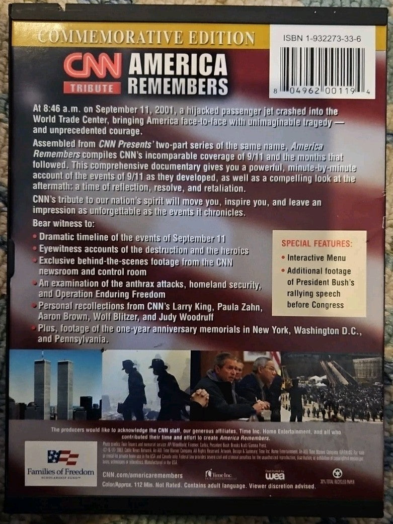 America Remembers (DVD, 2002) Tested.