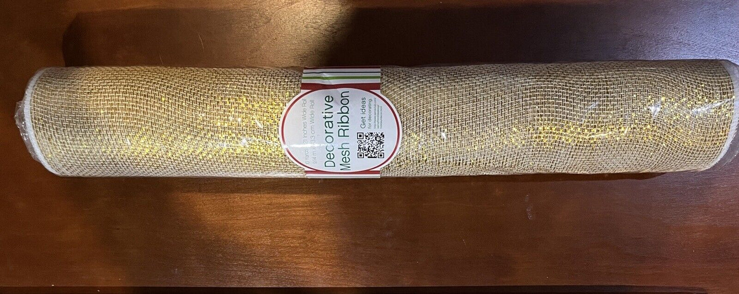 Gold Decorative Mesh Ribbon  21” By 30’