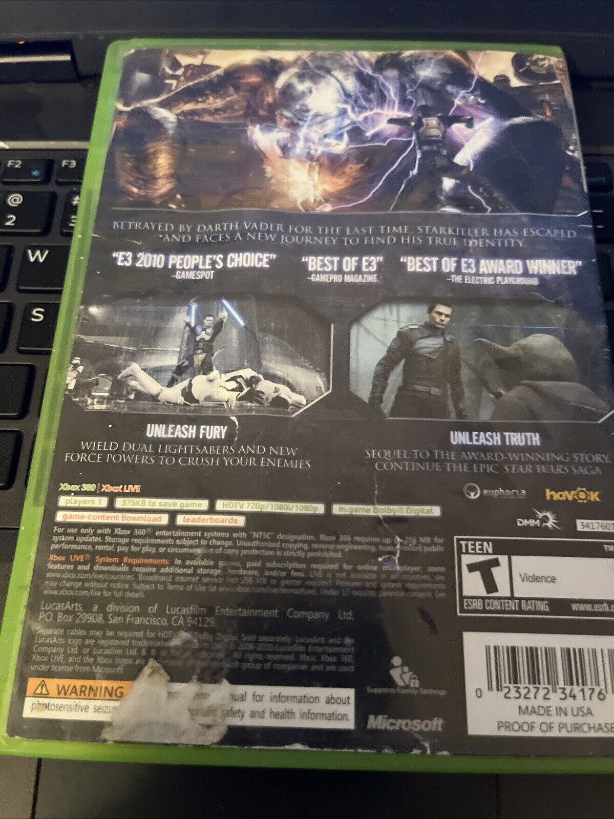 Star Wars: The Force Unleashed II (Xbox 360) new case. tested. No scratches.