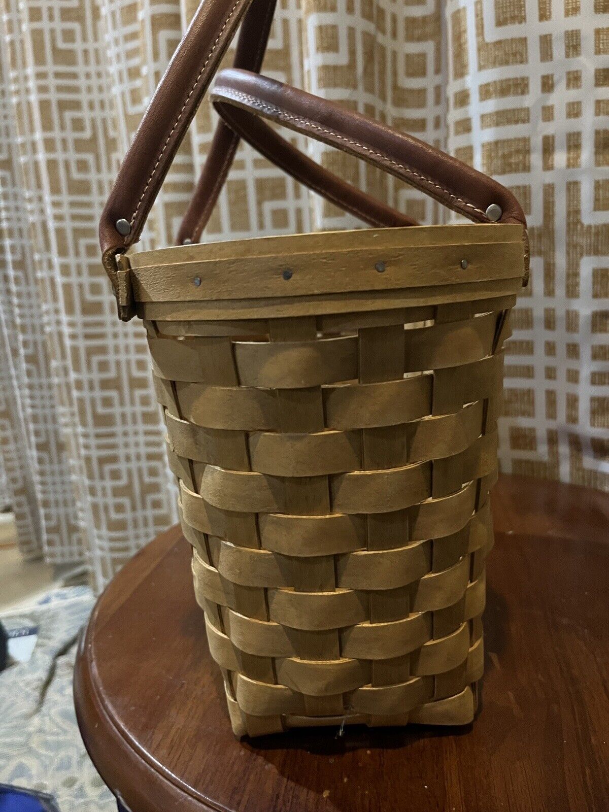 Long Burger Basket With Leather Handles