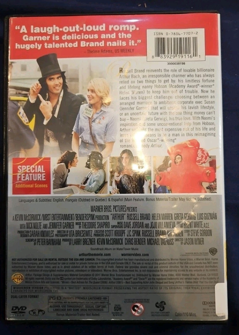 Arthur (DVD, 2011) Library. Tested.