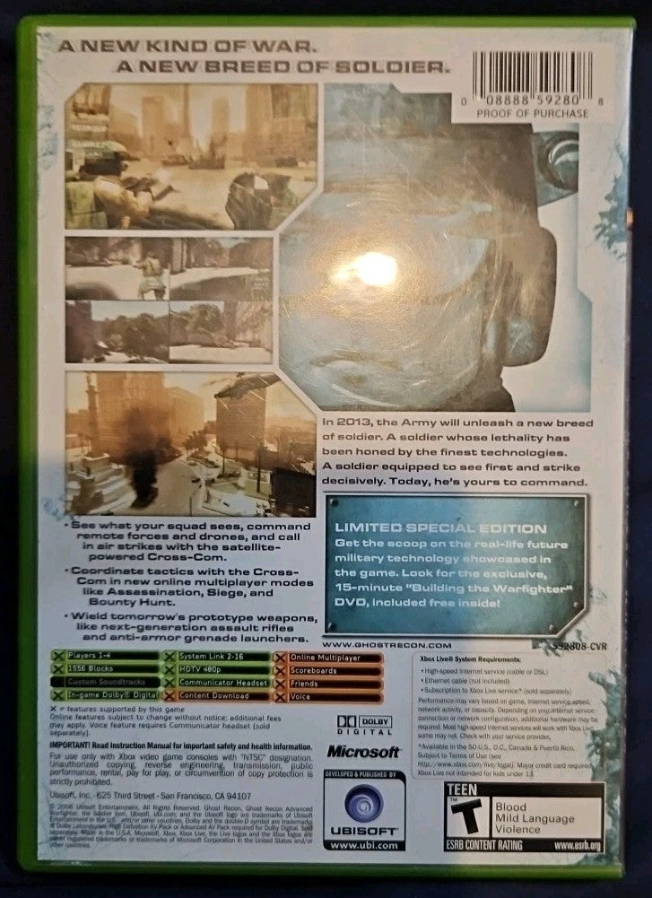 Ghost Recon: Advanced Warfighter Limited Edition (XBox) Tested. No Scratches. 