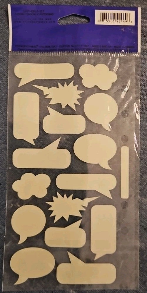 Sticko COMIC BOOK CAPTIONS Flat Stickers 16 Pcs White Speech Bubbles