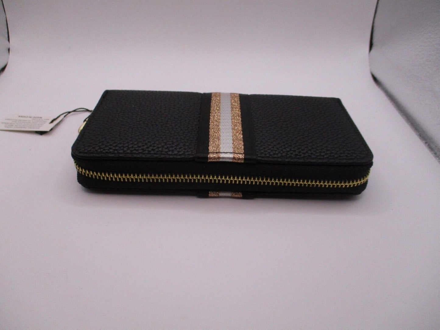 **NEW** Black Continental Wallet with Black, White & Pink Glitter Stripe **NEW**
