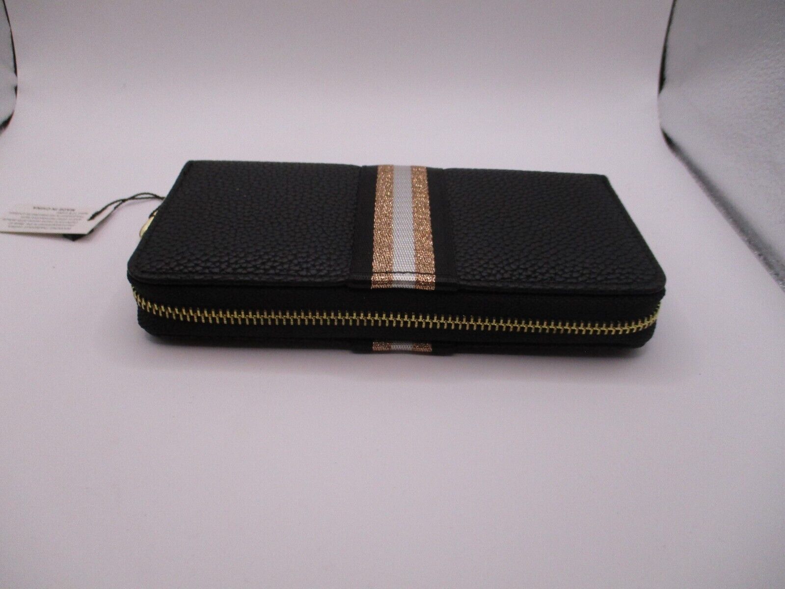 **NEW** Black Continental Wallet with Black, White & Pink Glitter Stripe **NEW**