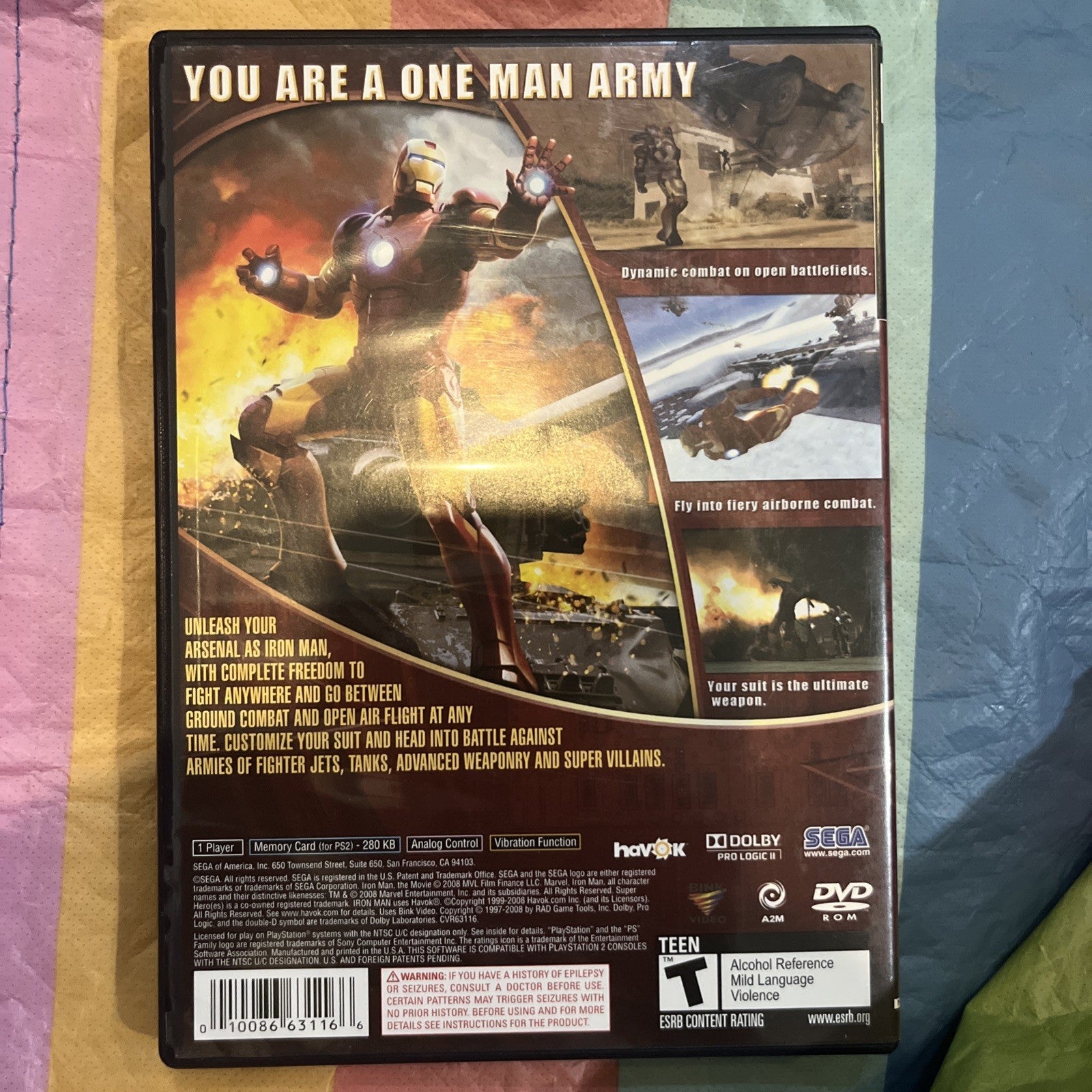 Iron Man (PS2) Tested. Manual. Original Case.