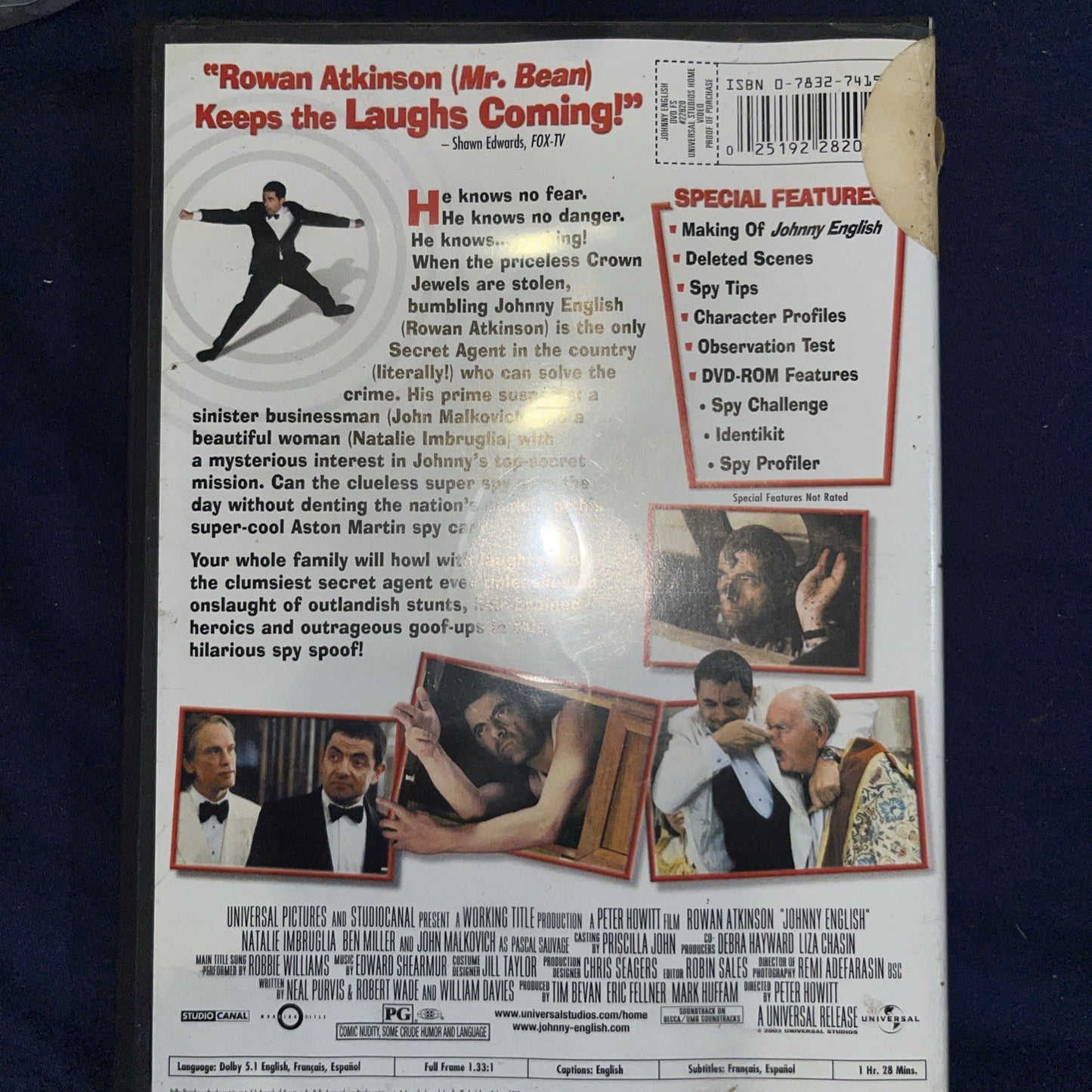 Johnny English (DVD, 2004, Full Frame Edition) Sealed