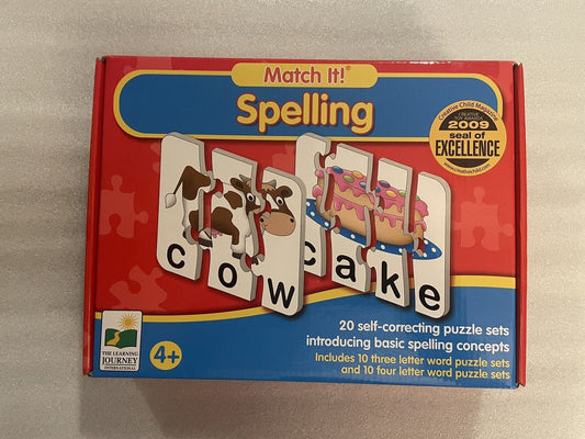 Match It! SPELLING  Puzzle Game 20 Self-Correcting 3 & 4 Letter Words Ages 4+