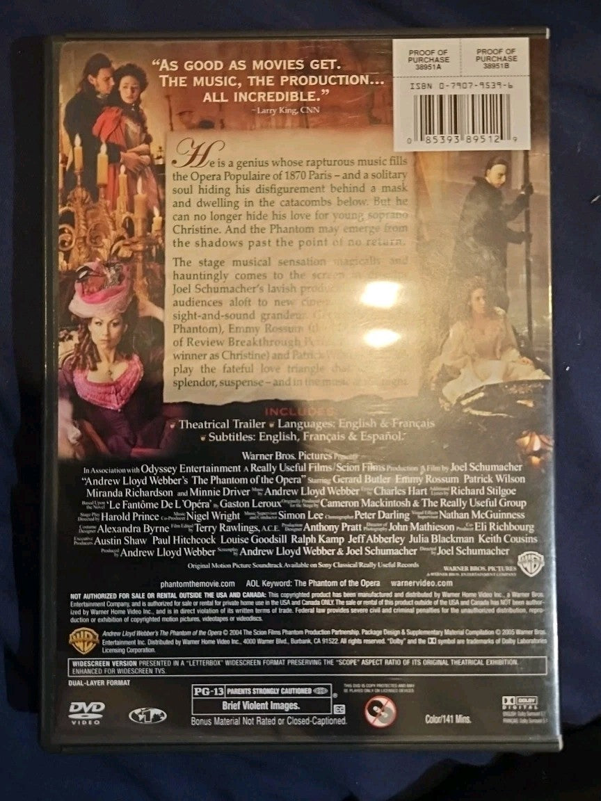 The Phantom of the Opera (DVD, 2004)