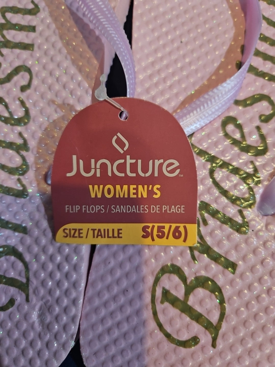 Bridesmaid Gold Glitter Flip Flops Size 5/6 New