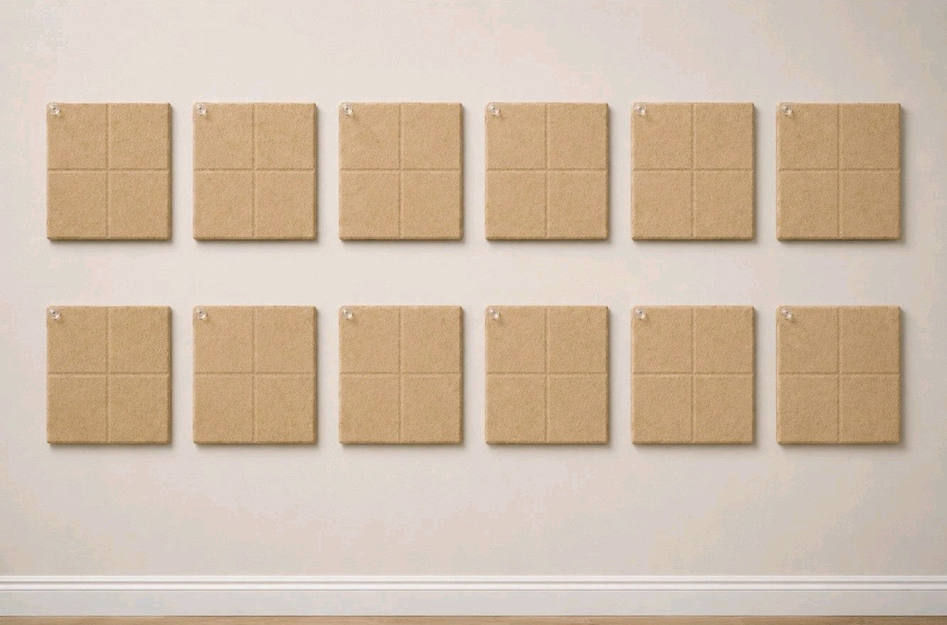 Fluxynara 12 Felt Wall Tiles with Adhesive Tabs Cork Color 9.5" x 3/8"