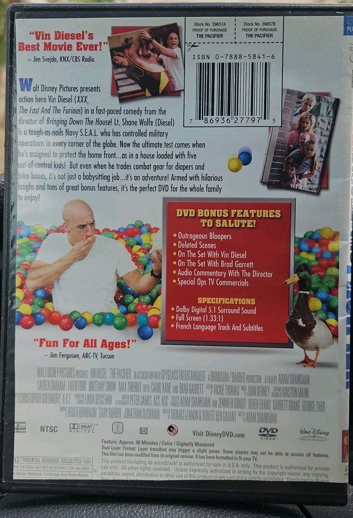 The Pacifier (DVD, 2005) Slim Case. Tested. Cropped Artwork