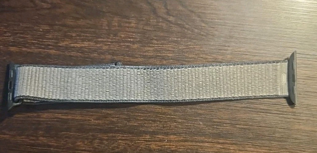 Band Fits Apple Watch 38 40 41mm Series 1-11 SE Gray Nylon Hook & Loop Sport