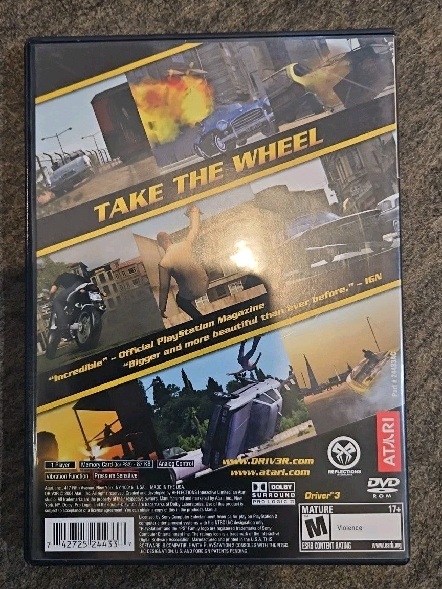 Driv3r (PS2) Mint. CIB Manual + Stckers In Original Case