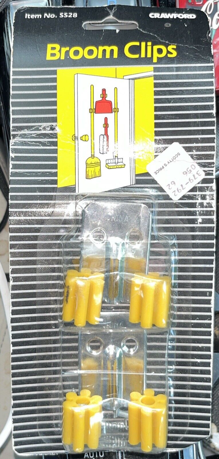 Crawford Broom Clips #SS28  Package of 2   Grey Rollers Screws included   NEW