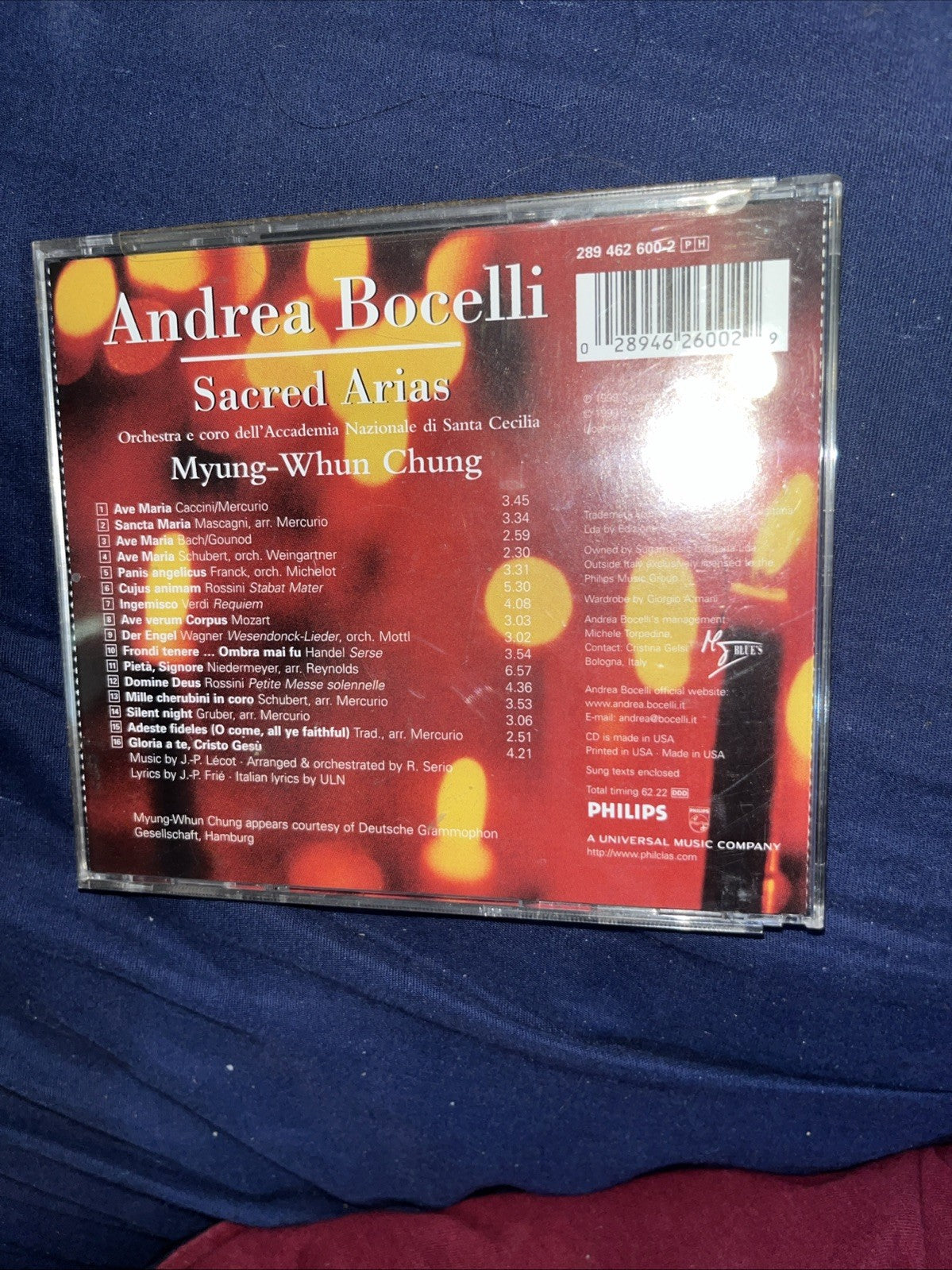 Sacred Arias by Bocelli, Andrea (CD, 1999)