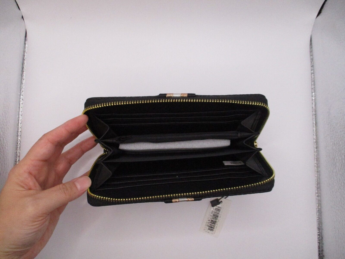 **NEW** Black Continental Wallet with Black, White & Pink Glitter Stripe **NEW**