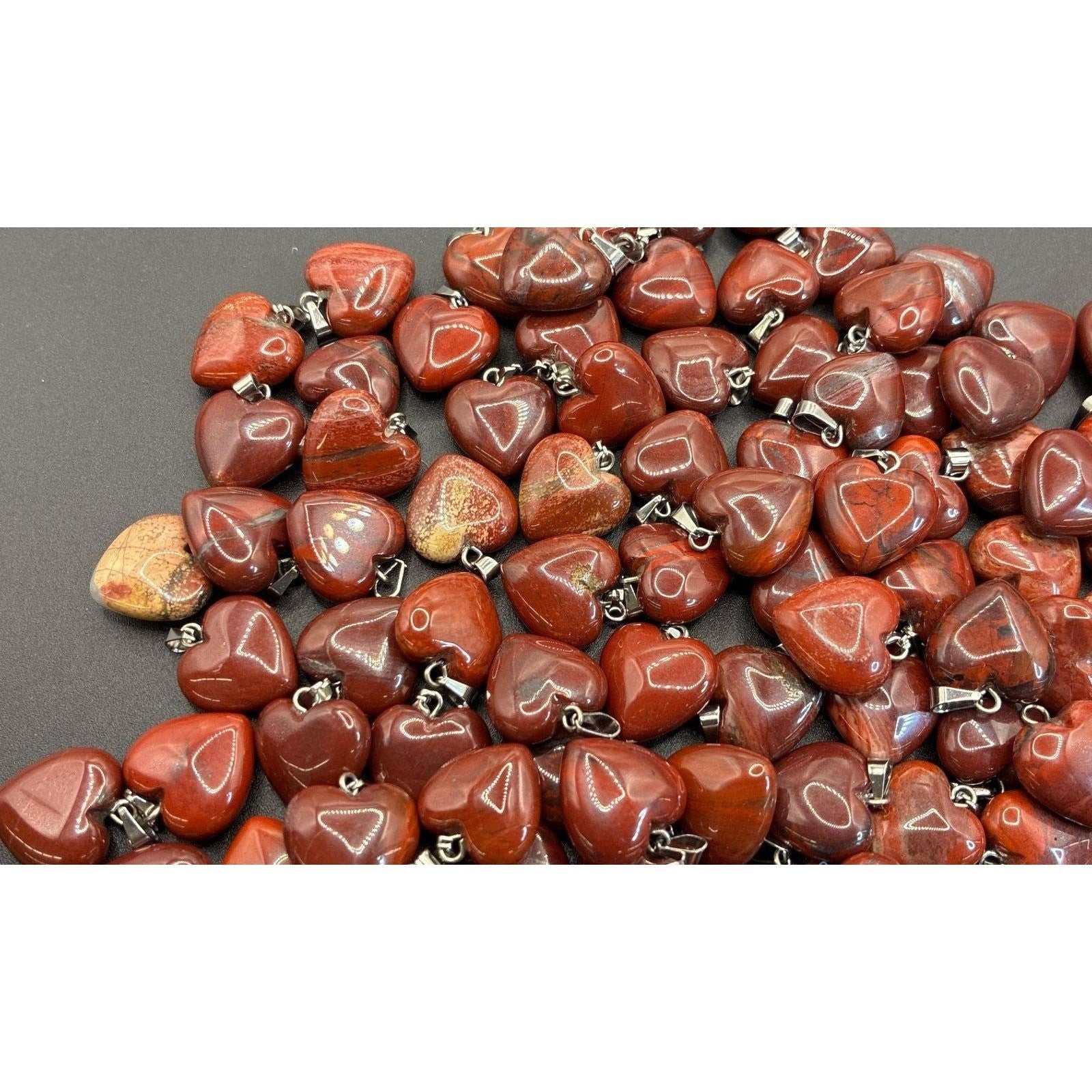 Natural Red Jasper Heart Pendant – Tested – 18" Gold Plated Chain