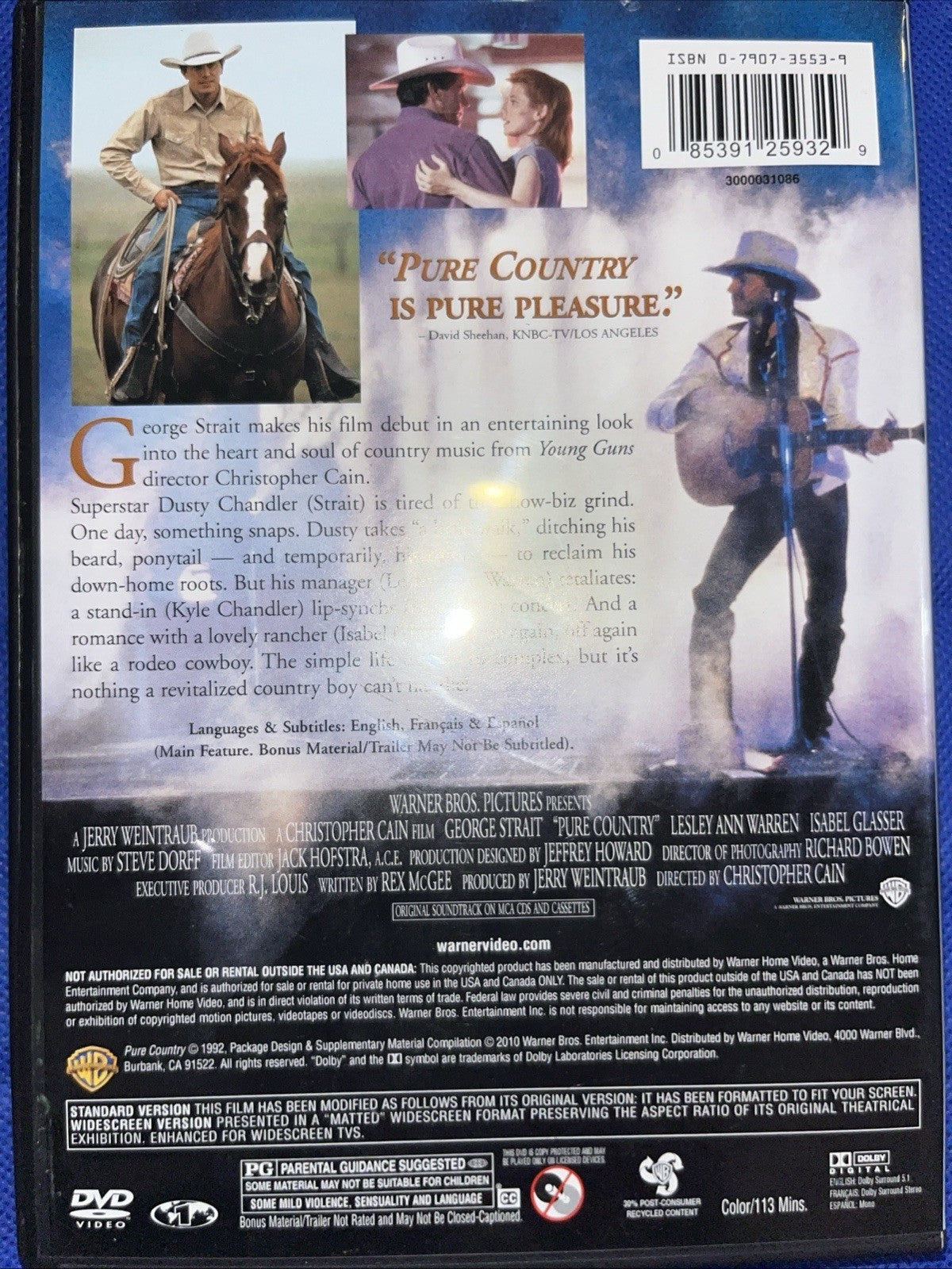 Pure Country (DVD, 1992) Sealed