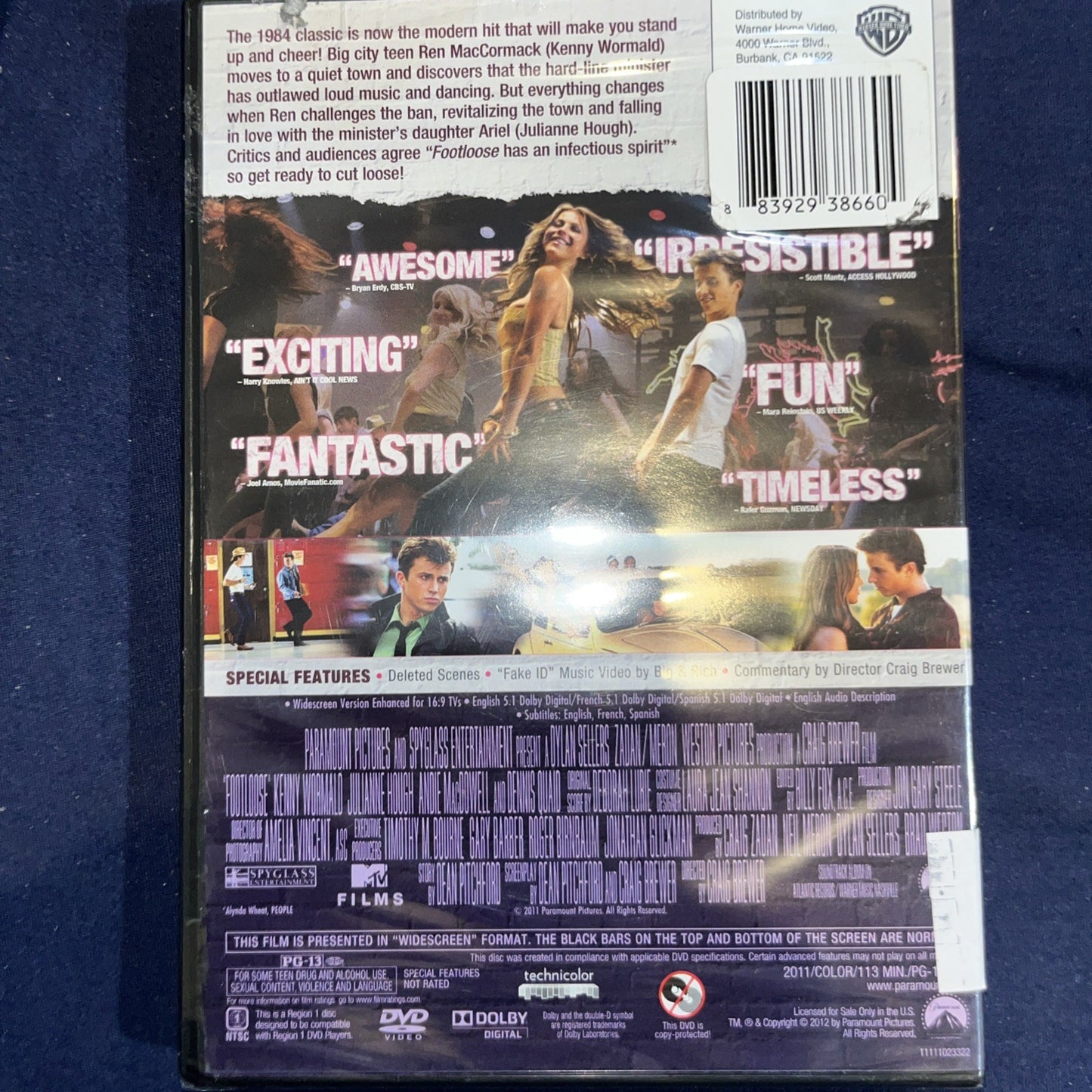 Footloose DVD 2012 Julianne Hough Miles Teller Dennis Quaid Andie McDowell New