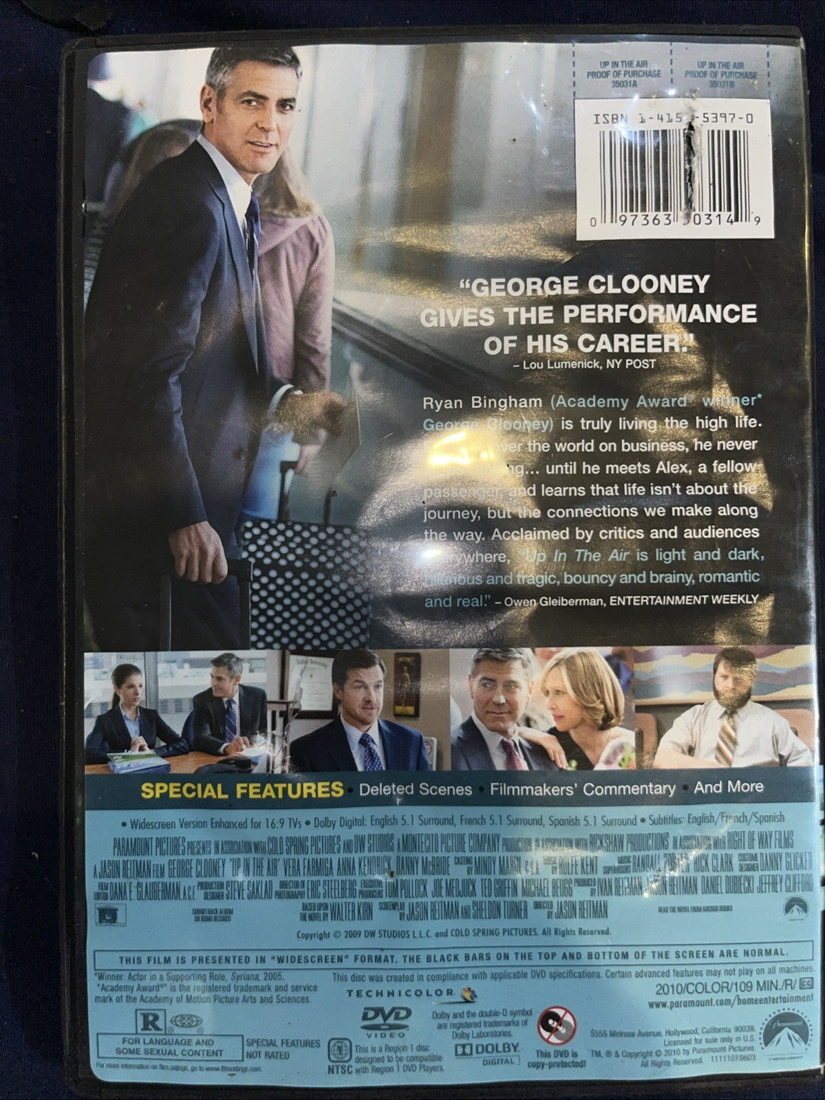 Up in the Air (DVD, 2010) Tested. New Case. Resealed. Remainder Mark