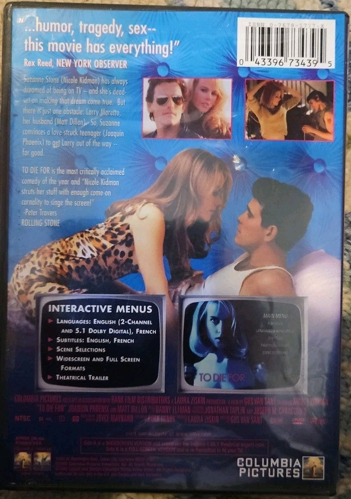 To Die for (DVD, 1995) Tested. New Case