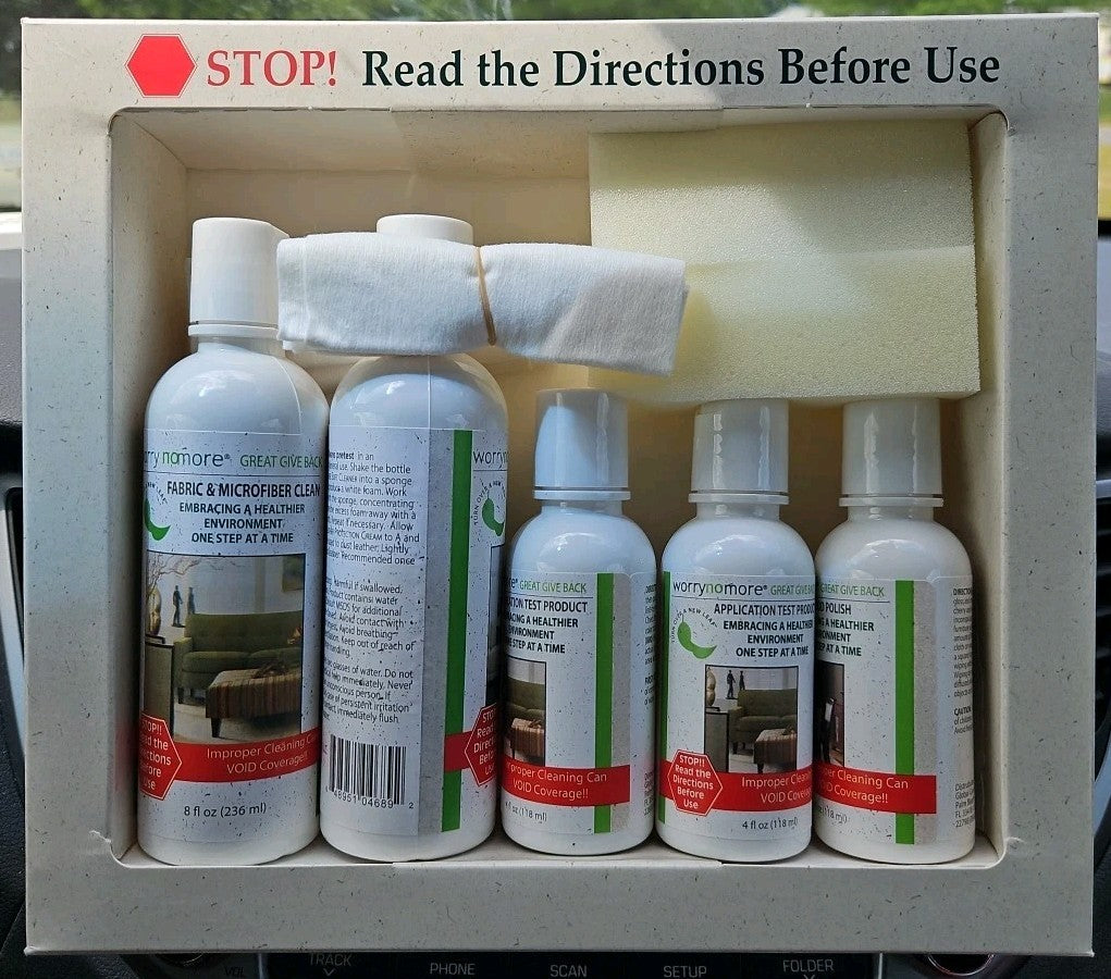 NEW WORRYNOMORE Furniture Cleaning & Protection Kit Microfiber Leather Wood 