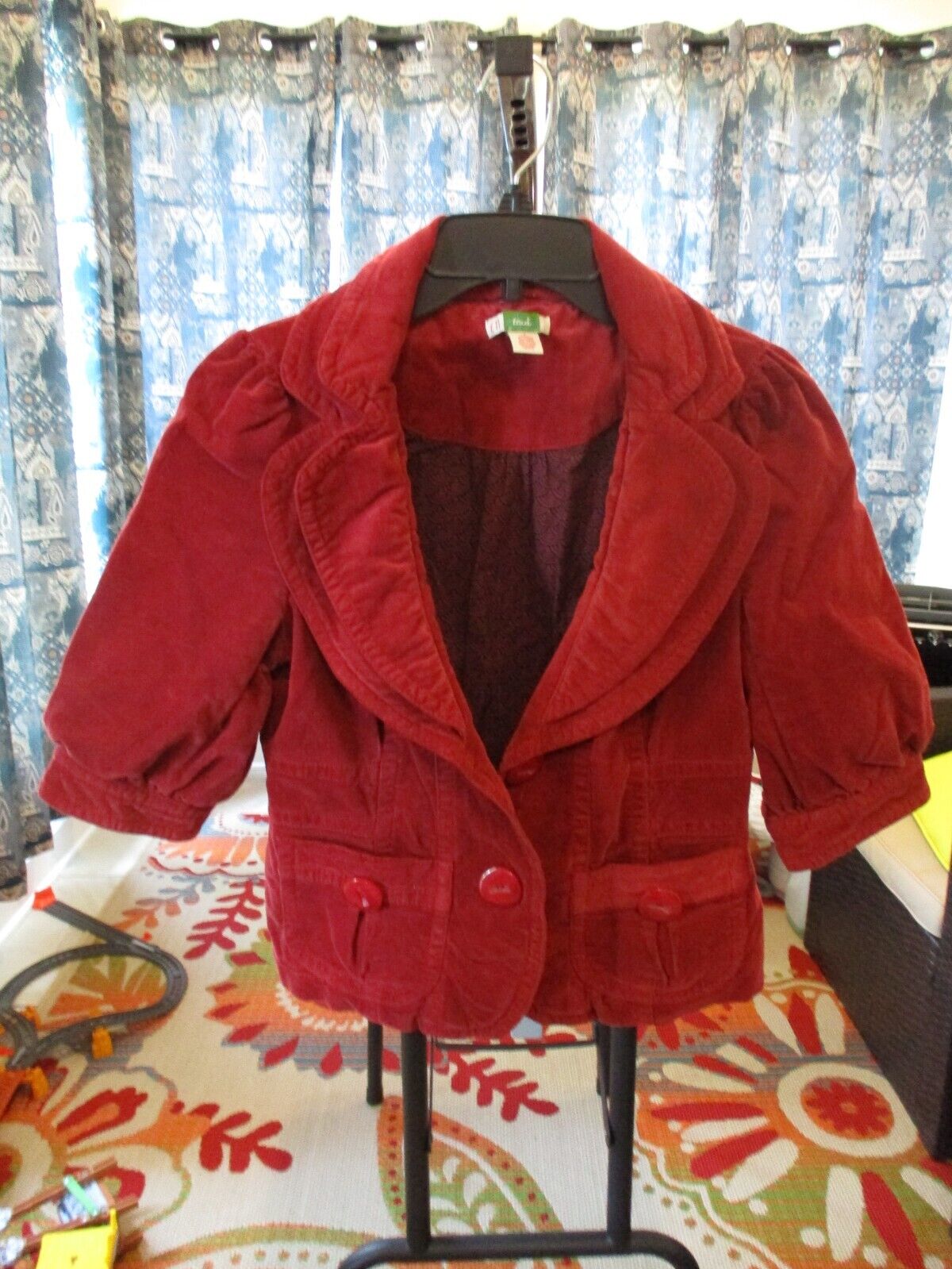 Anthropologie Red Taia Crop Jacket Blazer Size 6