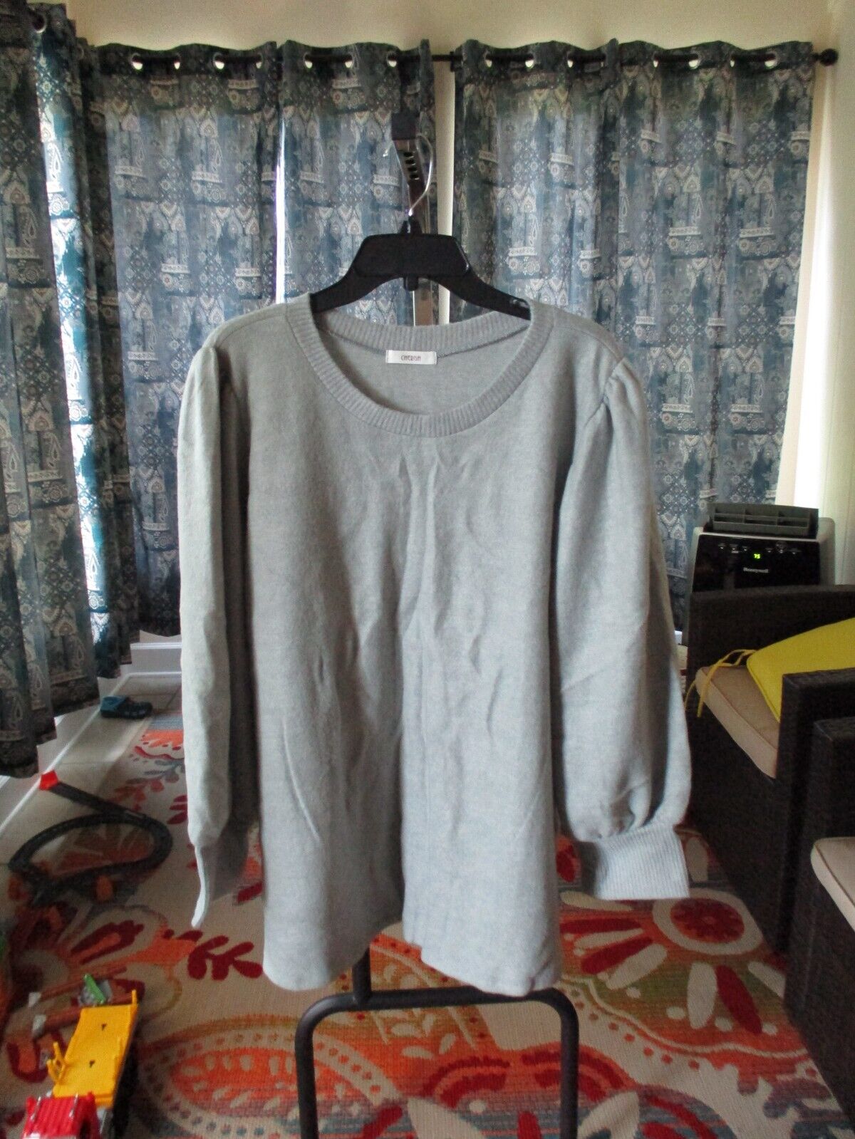 Cherish Heather Gray Fleece Puff Sleeve Top 3XL
